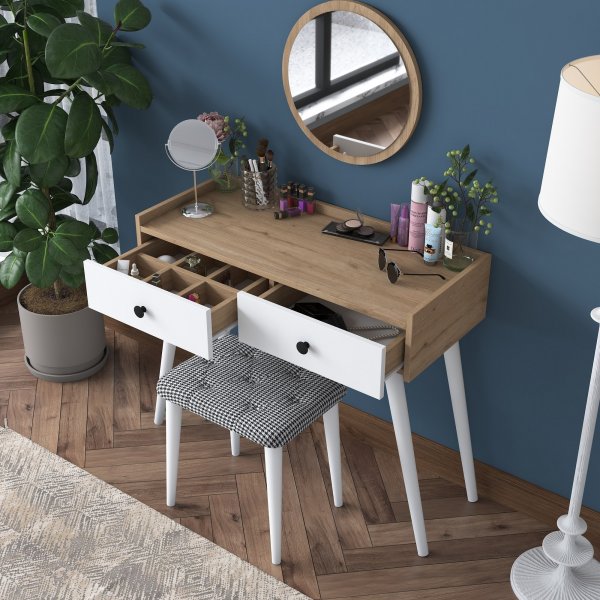 Bijou toalettbord 3, 99 x 40 cm - Valnøtt/hvit Bijou toalettbord 3, 99 x 40 cm - Valnøtt/hvit