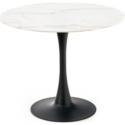 Marco spisebord 90 cm - Hvit marmor/sort