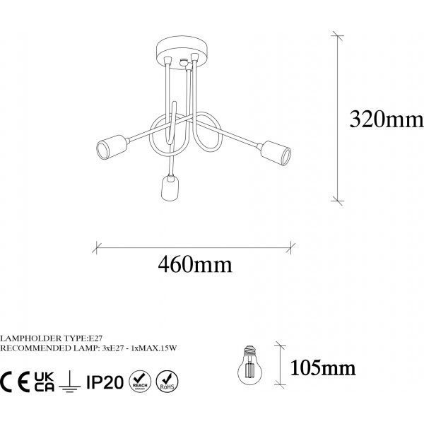 Viral taklampe 10875 - Sort/antikk Viral taklampe 10875 - Sort/antikk