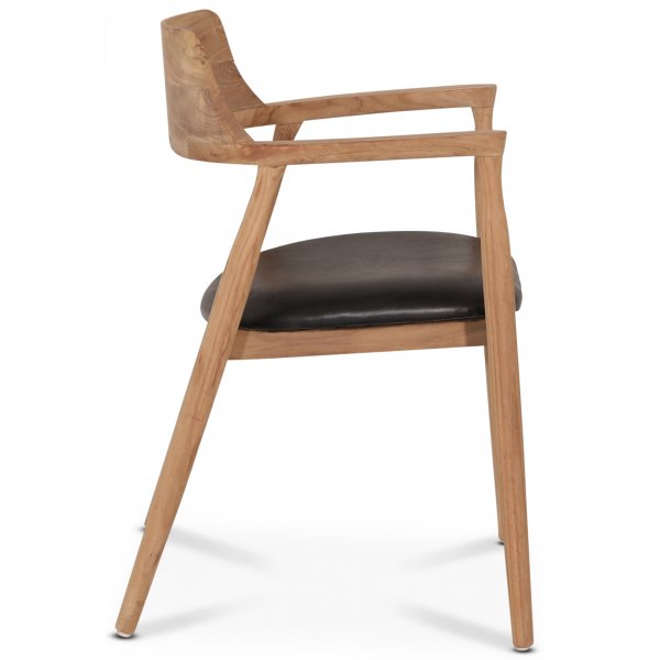 Caraca karmstol i teak - Svart PU Caraca karmstol i teak - Svart PU