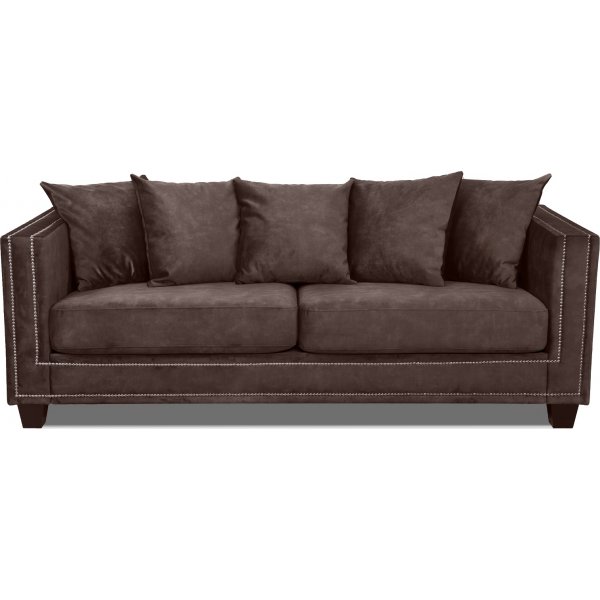 Temple Double Deco 3-seters sofa - Vintage brune / slv nagler