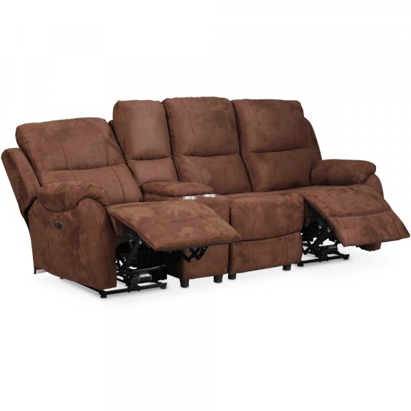 Enjoy Hollywood reclinersofa (Biosofa) - 3-seter (elektrisk) i brunt mikrofiberstoff