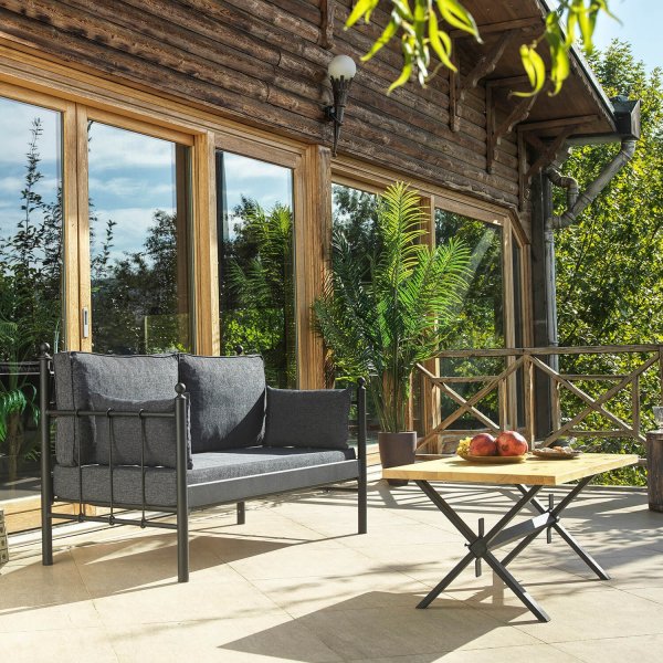 Lalas 2-seters utesofa - Svart/antrasitt