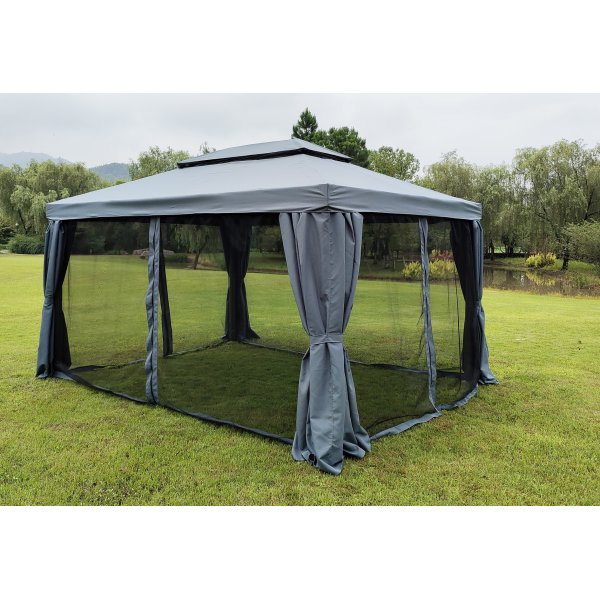 Athen Paviljong 3x4m med myggnetting - Grå Athen Paviljong 3x4m med myggnetting - Grå