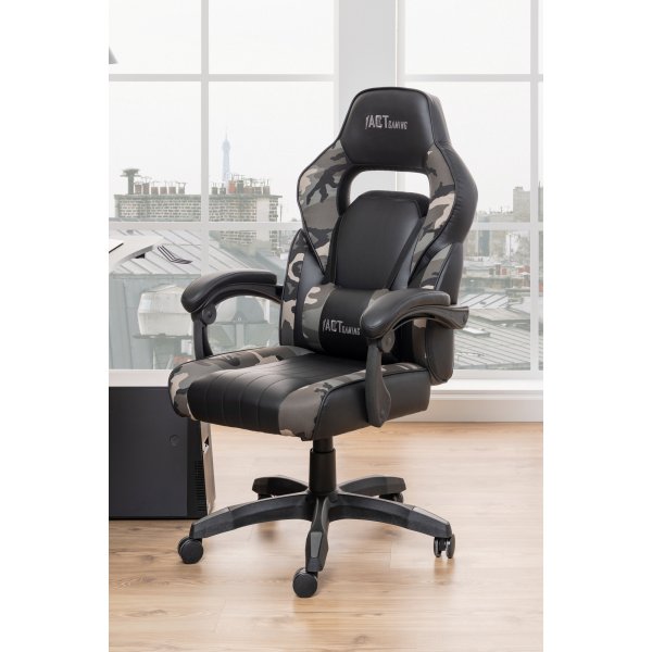 Canyon kontorstol / gamingstol - Sort PU/grå Canyon kontorstol / gamingstol - Sort PU/grå