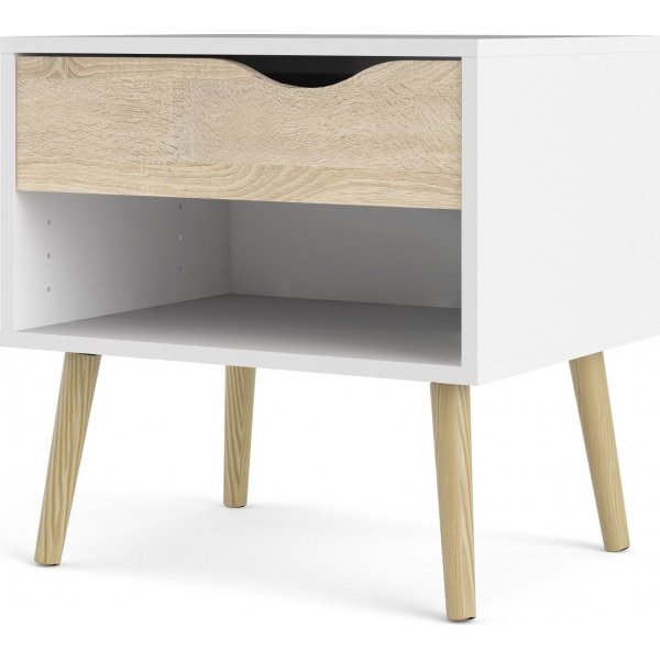 Oslo nattbord - Hvit/eik