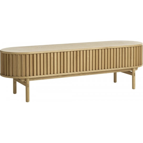 Boble TV-benk med skyved�rer i oljet eik