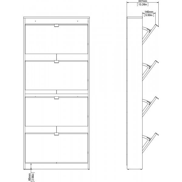 Sko skoskap med 4 rom - Sort Sko skoskap med 4 rom - Sort