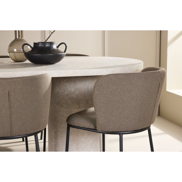 Spisebord Narvik med 6 Edina stoler - Sort/brun/beige Spisebord Narvik med 6 Edina stoler - Sort/brun/beige