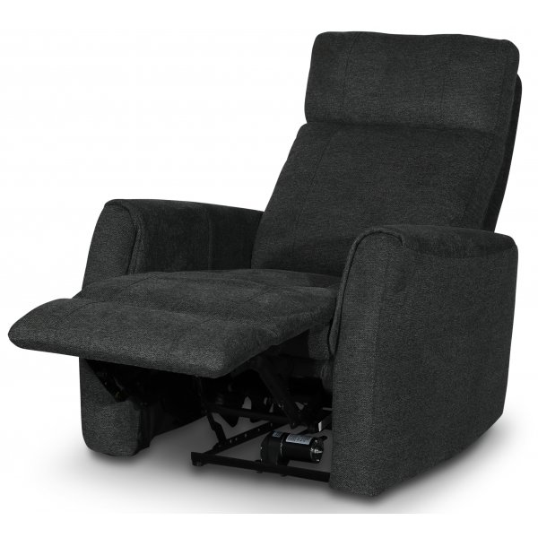 Enjoy Elof El-Recliner - Lenestol i mrkegrtt stoff + Mbelftter