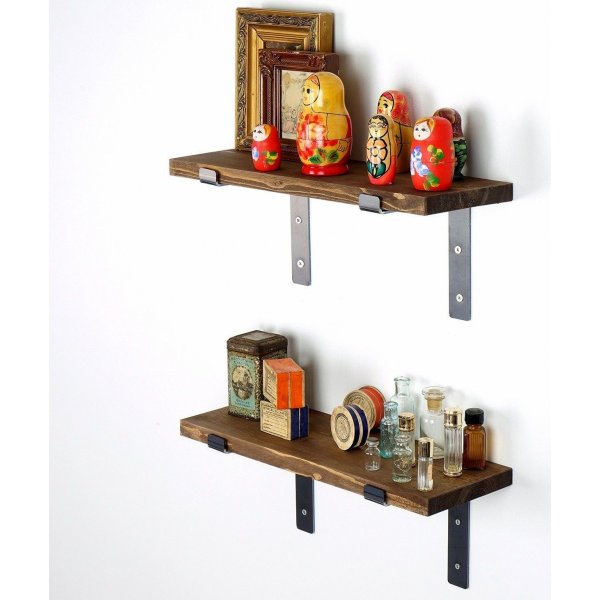 Lamba vegghylle 3 - Svart/valnøtt Lamba vegghylle 3 - Svart/valnøtt