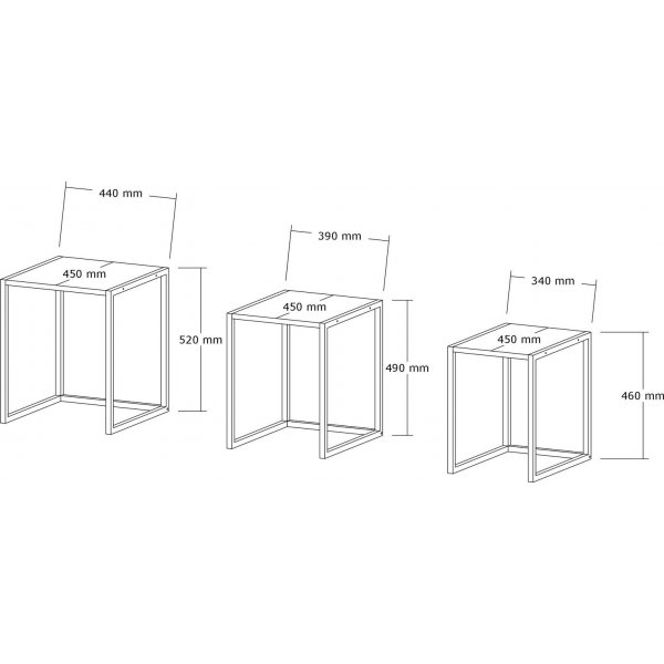 Tali bord 34/39/44 x 45 cm - Sort/antrasitt Tali bord 34/39/44 x 45 cm - Sort/antrasitt