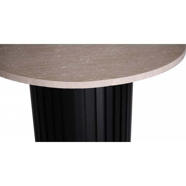 PiPi rundt spisebord Ø105 cm - Svartbeiset tre / Travertinstein PiPi rundt spisebord Ø105 cm - Svartbeiset tre / Travertinstein