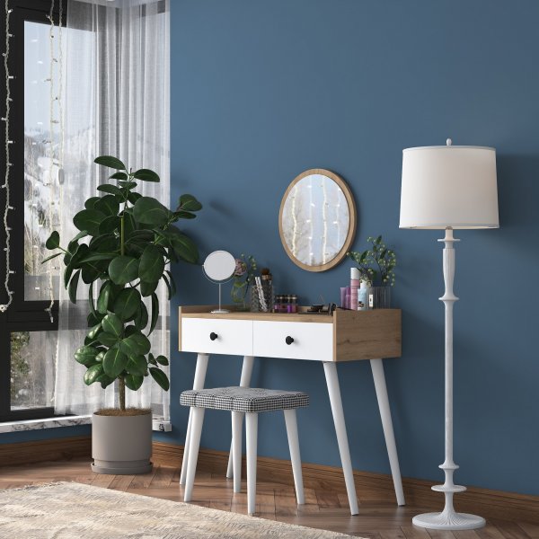 Bijou toalettbord 3, 99 x 40 cm - Valnøtt/hvit Bijou toalettbord 3, 99 x 40 cm - Valnøtt/hvit