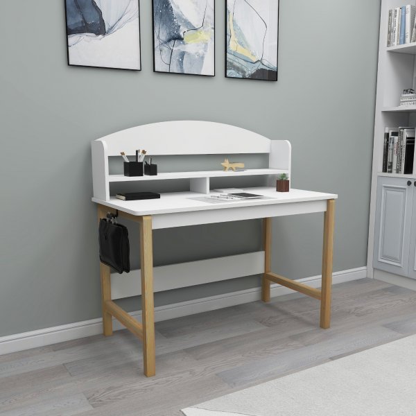 Sais skrivebord 114,4 x 60 cm - Safir eik/hvit Sais skrivebord 114,4 x 60 cm - Safir eik/hvit