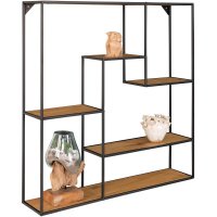 Hvit vegghylle - svart / eik imitasjon - 85x85x18 Hvit vegghylle - svart / eik imitasjon - 85x85x18