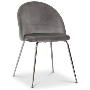 Art velvet stol - Lysegrå / Krom + Møbelpleiesett for tekstiler