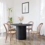 PiPi spisegruppe, rundt spisebord 120 cm inkludert 4 stk. Stol No18 i byd tre i vintage-utfrelse - Svartbeiset tre