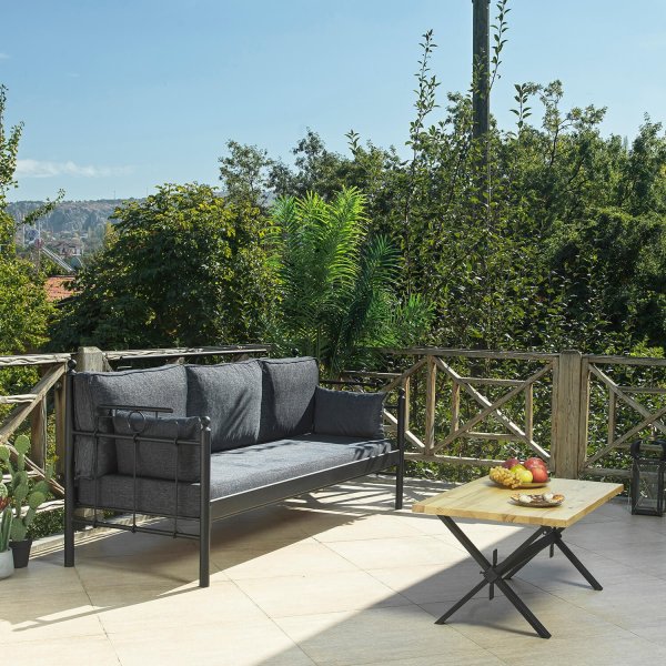 Hampus 3-seters utesofa - Svart/antrasitt + Møbelrengjøring Hampus 3-seters utesofa - Svart/antrasitt + Møbelrengjøring