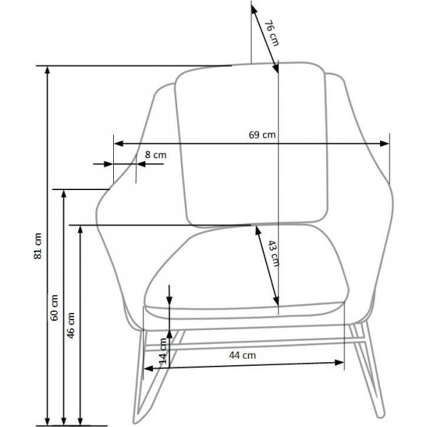 Bertta lenestol - Grå (stoff) / Krom Bertta lenestol - Grå (stoff) / Krom