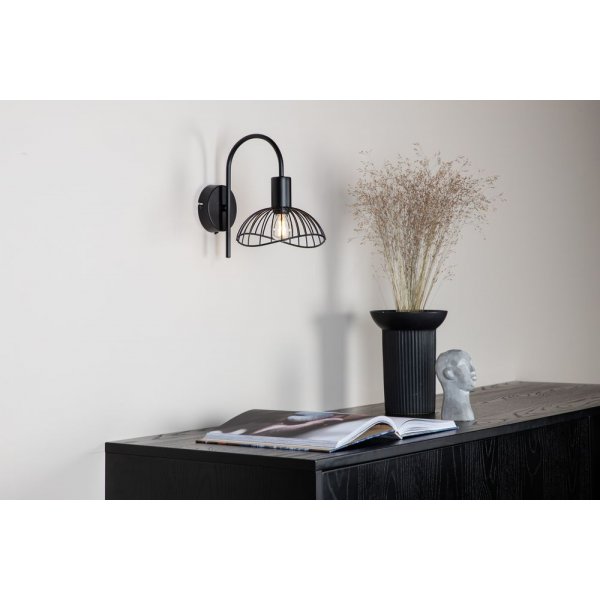 Netthult vegglampe - svart