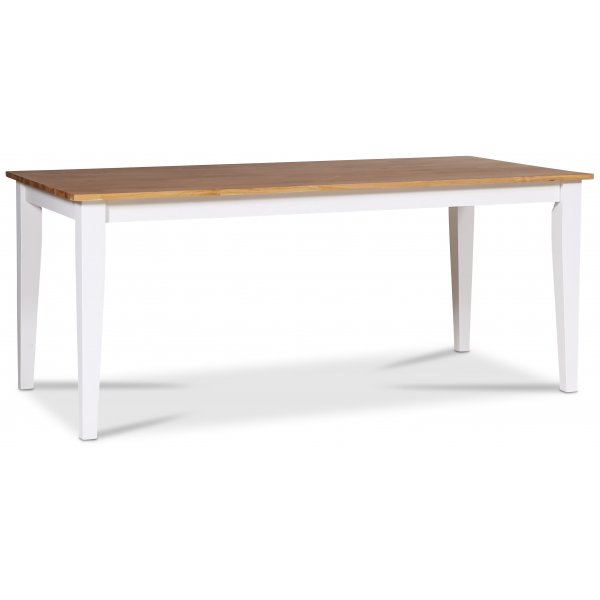 Dalarös spisegruppe 140 cm bord hvit/eik med 4 st stoler + 3.00 x Møbelføtter Dalarös spisegruppe 140 cm bord hvit/eik med 4 st stoler + 3.00 x Møbelføtter