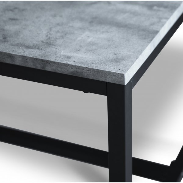 Texas spisegruppe med 6 Texas spisestoler Sort PU + Texas spisebord i betong 180x90 cm