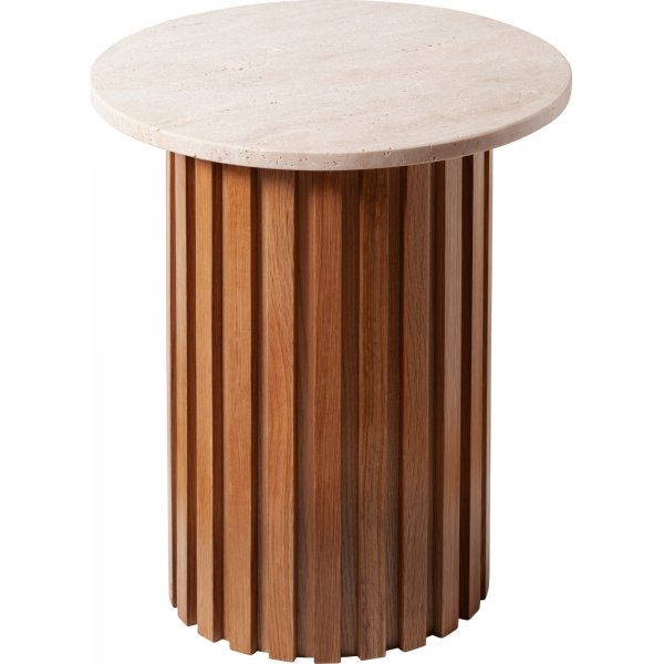 Travertin salongbord, topplate diameter 50 cm Travertin salongbord, topplate diameter 50 cm
