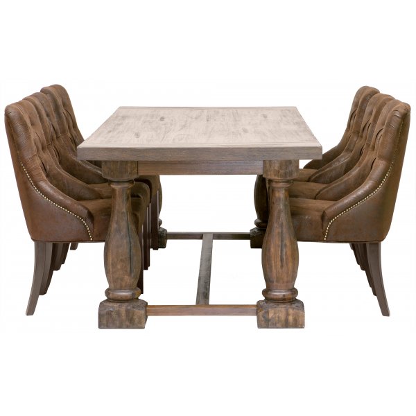 Spisegruppe: Lamier spisebord + 6 Tuva europa stoler - mocca