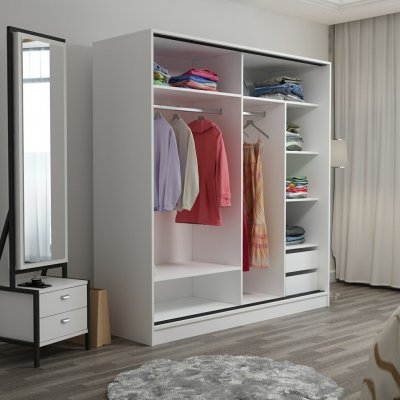 Kapusta garderobe med speildr, 180 cm - Hvit/brun