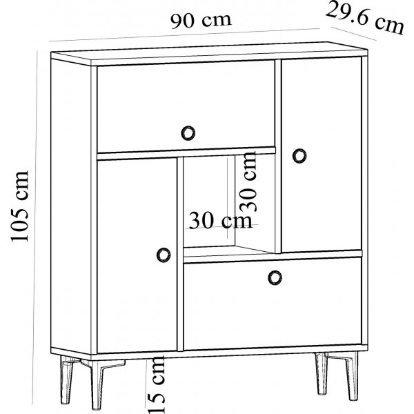 Sindy skap - Eik/hvit