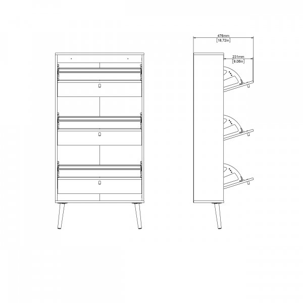 Skoskap Bodo | 3 foldedrer | Hvit