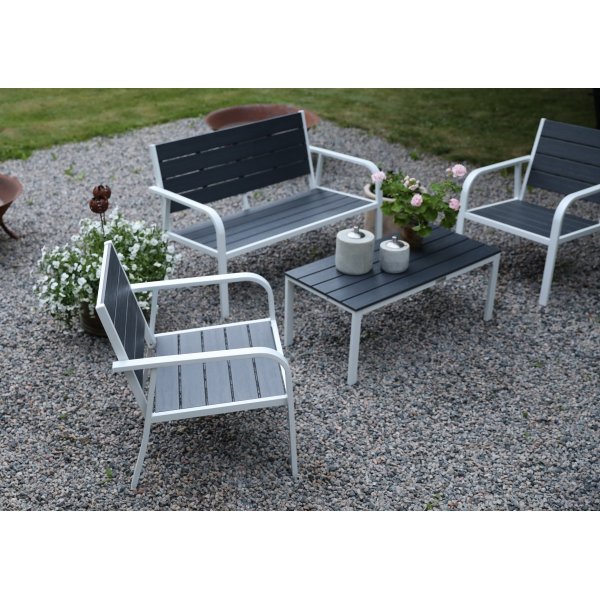 Alesund Sofagruppe med bord (2+1+1+bord) - Hvit / Grå Alesund Sofagruppe med bord (2+1+1+bord) - Hvit / Grå