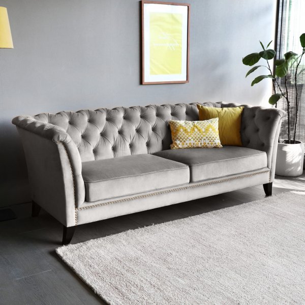 Sofa Chesterfield 3-seter gr - Henry