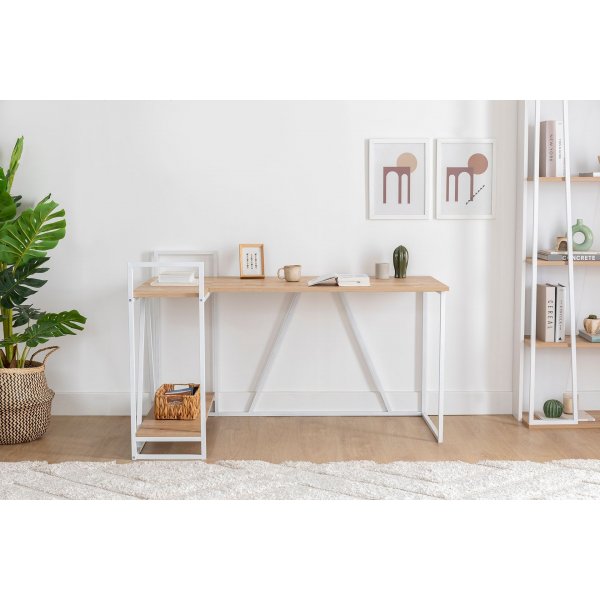 Lissa hjørnepult 140 x 90 cm - Safir eik/hvit Lissa hjørnepult 140 x 90 cm - Safir eik/hvit