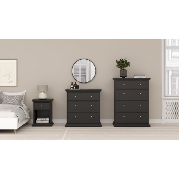 North kommode med 4 skuffer - Matt svart