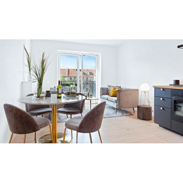 Bolzano spisebord - Marmor imitasjon / messing - ø110 Bolzano spisebord - Marmor imitasjon / messing - ø110