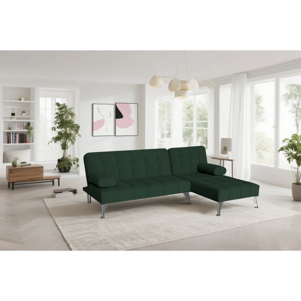 Grønn fløyelsofa med sengefunksjon Grønn fløyelsofa med sengefunksjon