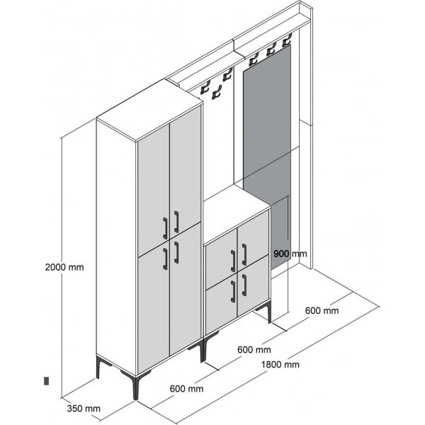 Berlin gangmbel, abc - Valntt/hvit