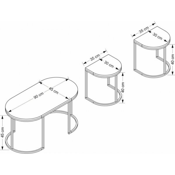 Dena bord 35/90 x 30/45 cm - Eik/antrasitt Dena bord 35/90 x 30/45 cm - Eik/antrasitt