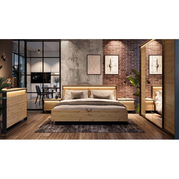 Quant Cuarto nattbord - Artisan eik/sort Quant Cuarto nattbord - Artisan eik/sort