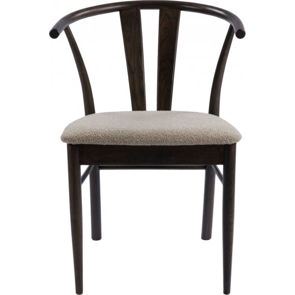 Jive brunbeiset spisestuestol med pute i beige boucl
