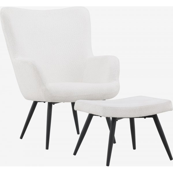 Como lenestol i hvit boucle Como lenestol i hvit boucle