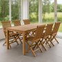 Utegruppe: 6 stoler og spisebord 210 x 90 cm teak - Salt