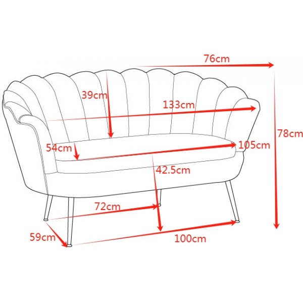 Musslan 2-seters sofa - Grønn / messing Musslan 2-seters sofa - Grønn / messing