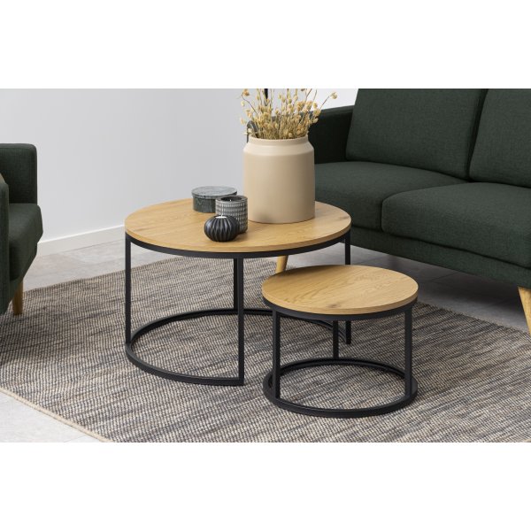 Spiro sofabord �50/80 cm - Eik/sort