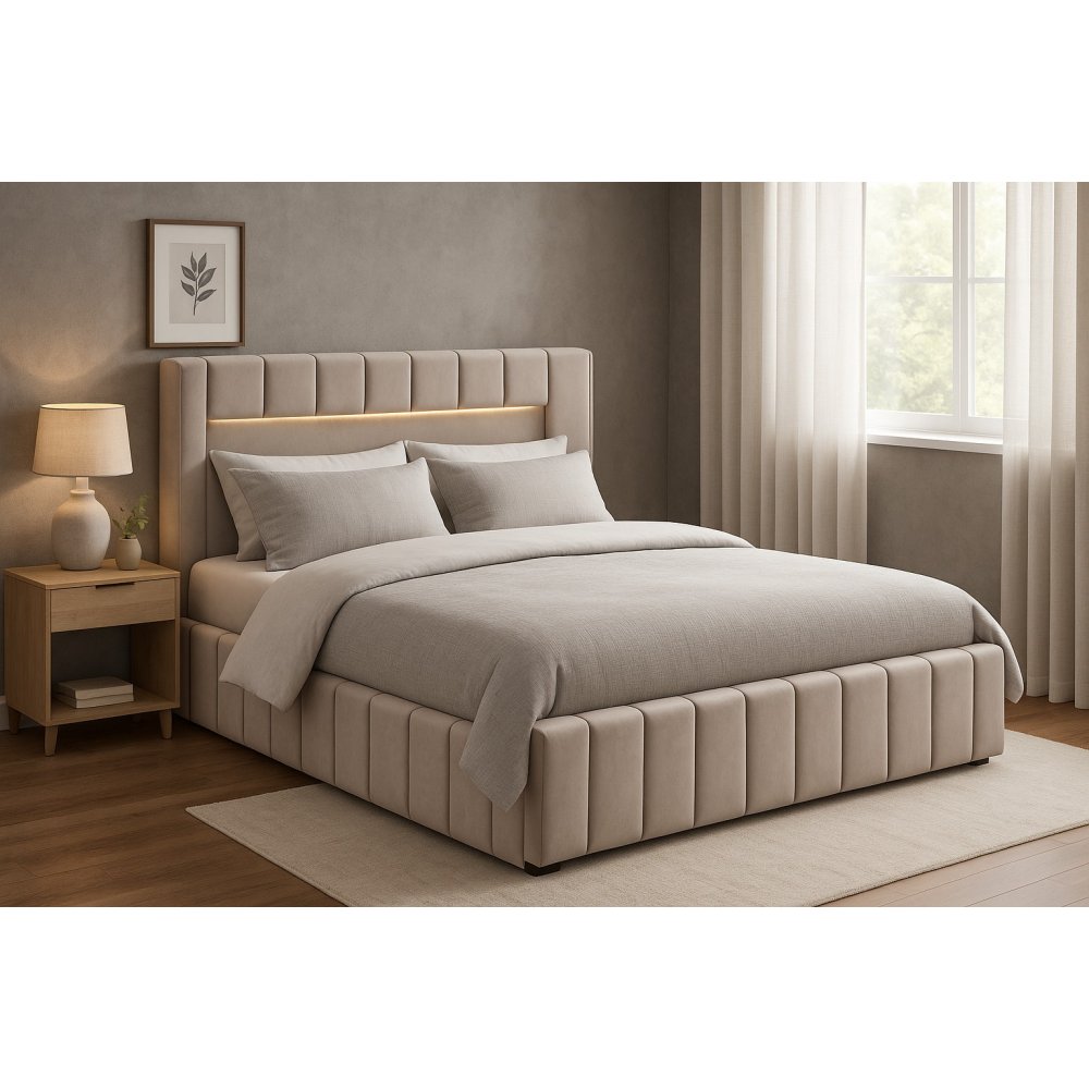 Sengeramme med LED-belysning 180x200 cm - Senger med oppbevaring, Senger