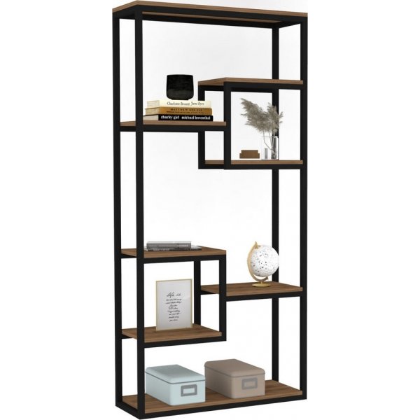 Emina bokhylle - Valnøtt/svart Emina bokhylle - Valnøtt/svart