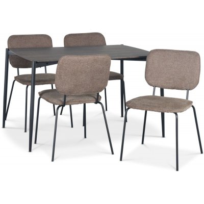 Lokrume spisegruppe med bord på 120 cm i mørkt tre + 4 stk Lokrume brune stoler
