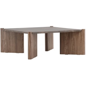Salongbord Rogaland 100 x 100 cm - Brunt treverk med brunt marmorutseende